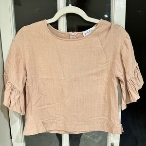 Petal and Pup Peach Top with Ruffle Sleeves